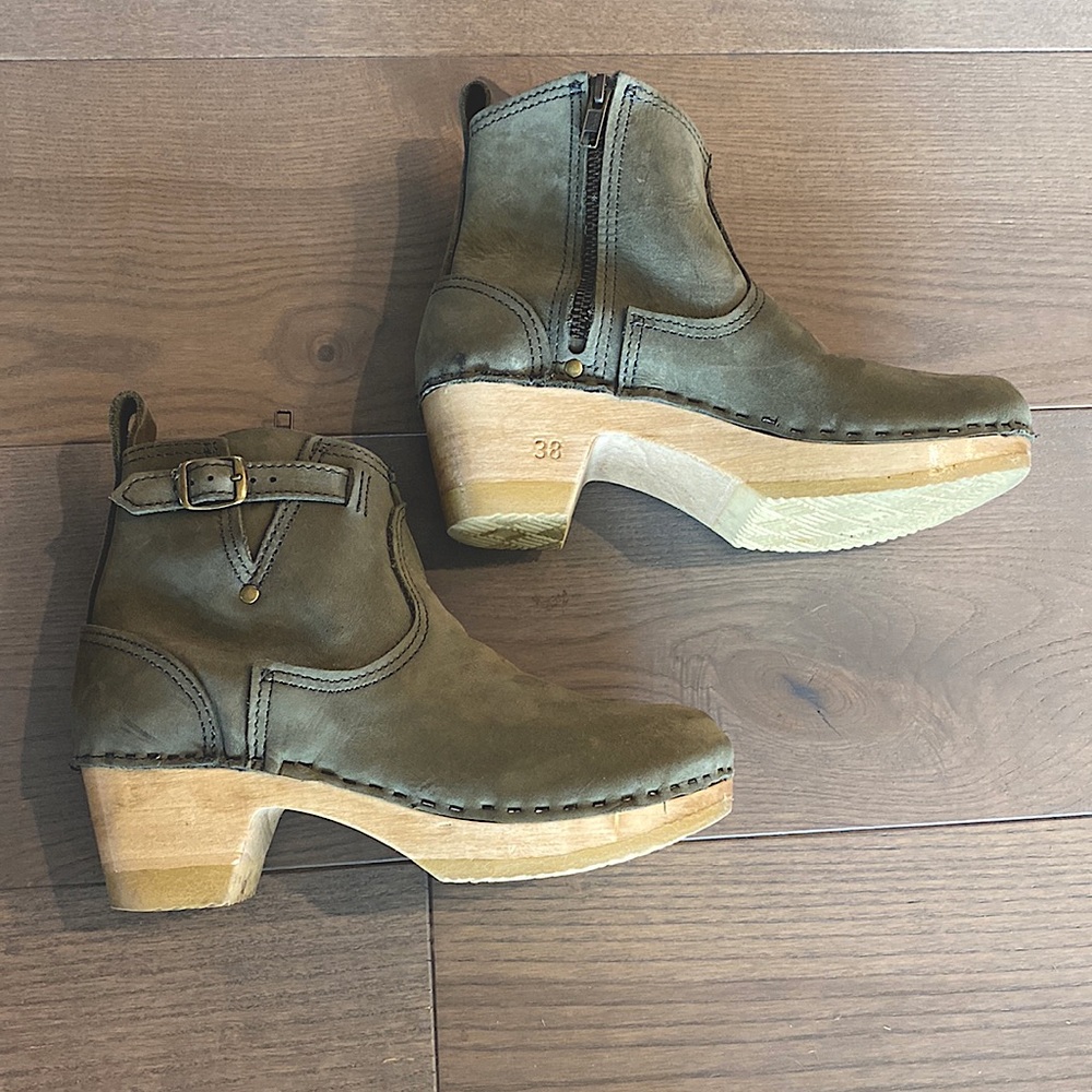 No. 6 Olive Green Clog Boots